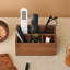 Organisateur de bureau en bois de noyer noir, 4 compartiments de rangement de bureau pour porte-crayons pour télécommande.