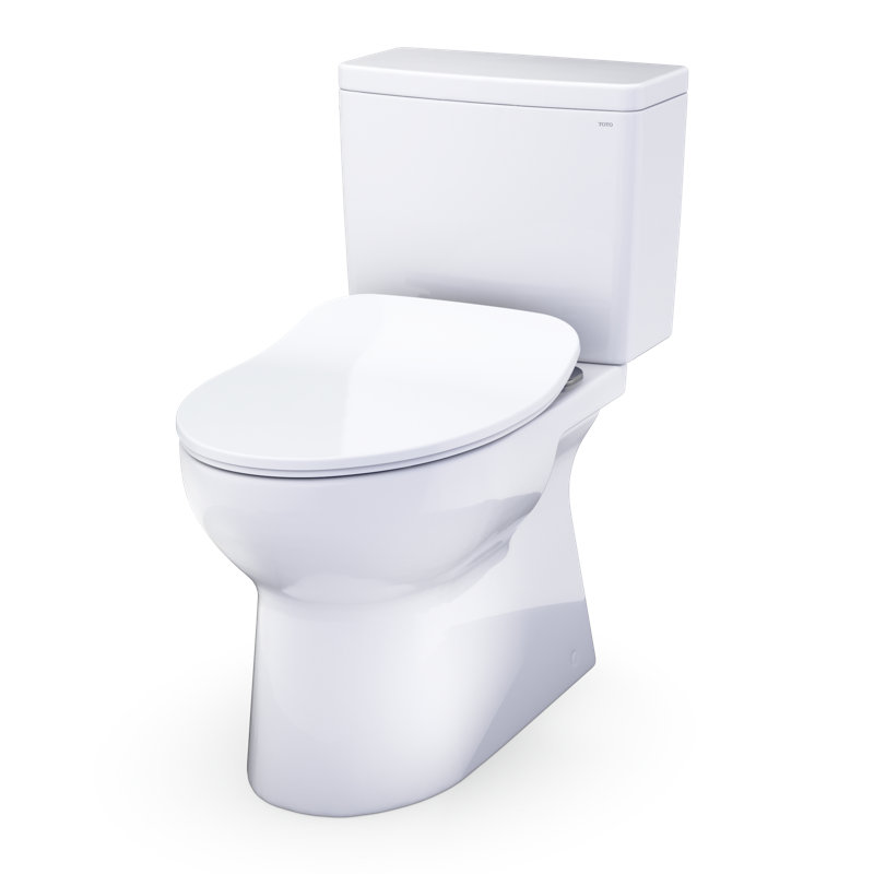 TOTO Glaston 1G Two-Piece Elongated 1.0 GPF WASHLET+ and Auto Flush Ready Universal Height Toilet with CEFIONTECT and SS234 SoftClose Seat, Cotton White - MS472234CUFG#01