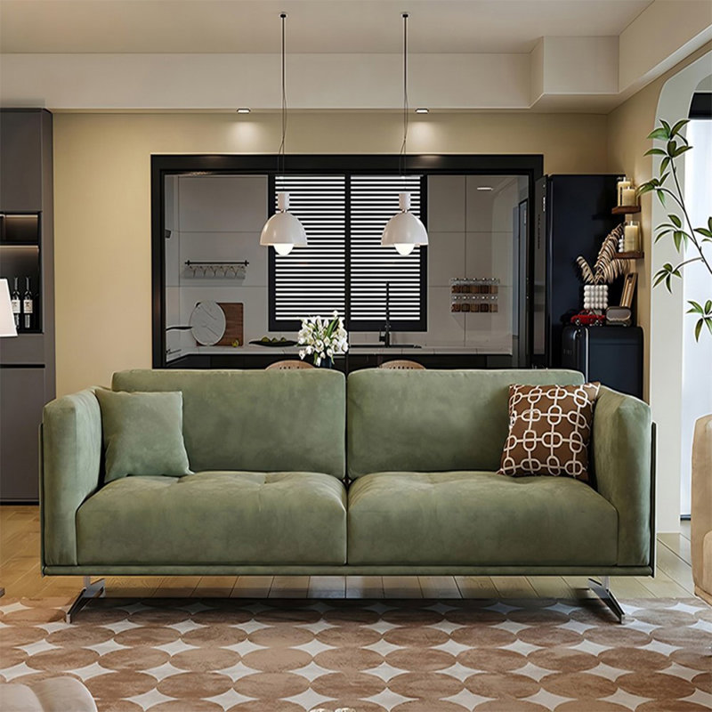 Causeuse-coussin verte standard 100% polyester, 31.5" H x 85.83" W x 36.22" D