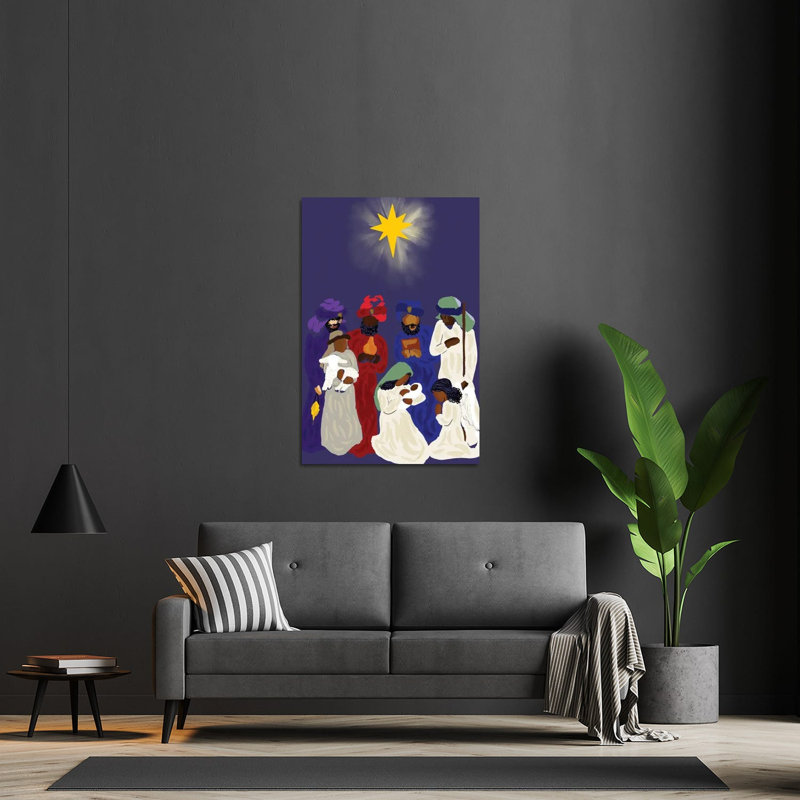 Crèche de Noël noire sur verre acrylique, H 32 po x l 24 po x P 0,25 po