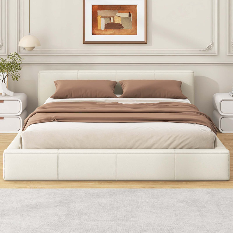 Lit tapissier, Beige, Grand