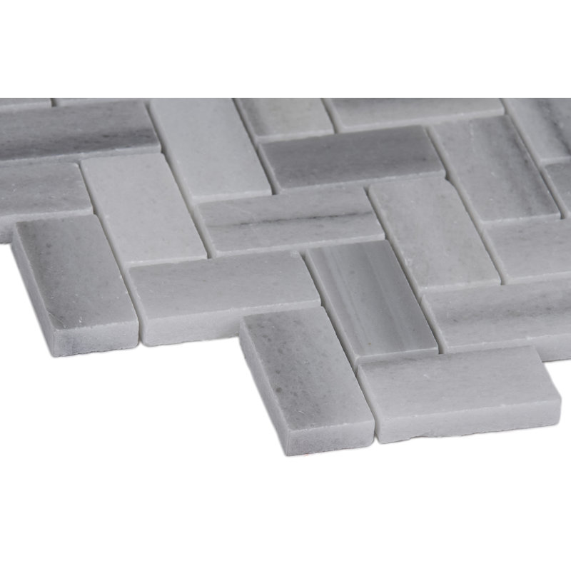 Marello Herringbone 12 in. x 13 in. Polished Marble Mosaic Floor and Wall Tile