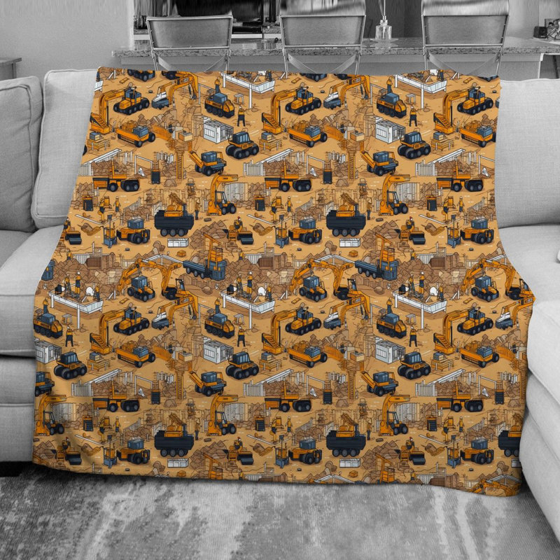 Construction Site Throw Blanket, 51" W x 60" L