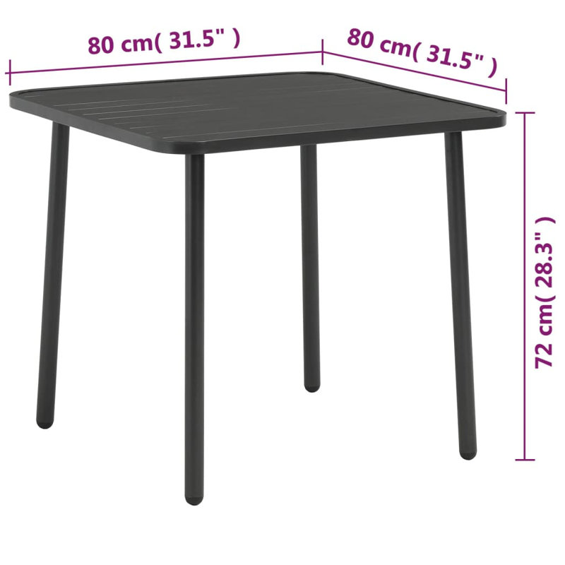 Bardwell Metal Coffee Table, H 28.3" x L 31.5" x W 31.5"
