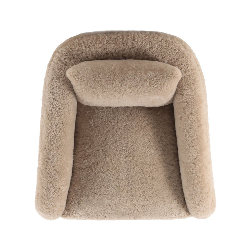 Topanga Swivel Armchair, Beige Shearling