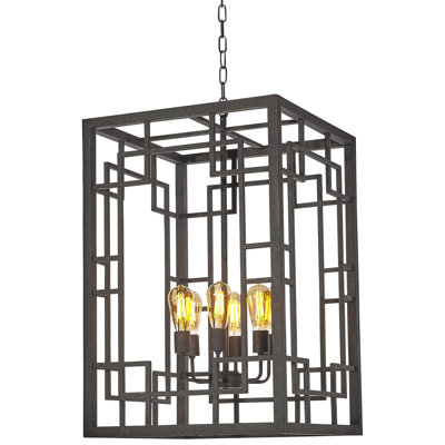 Lustre carré / rectangulaire à 6 lumières de style bougie Miami