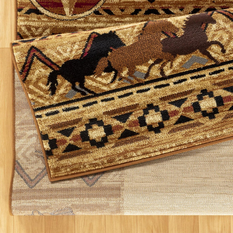 Tapis tribal beige Sud-Ouest Tribes, Rectangle 5 pi 3 po x 7 pi 3 po