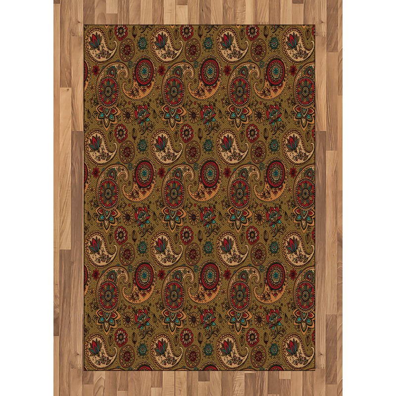 Paisley High Density Long Fiber Poly Threads Decorative Area Rug Carpet, Rectangle 4' x 5'8"
