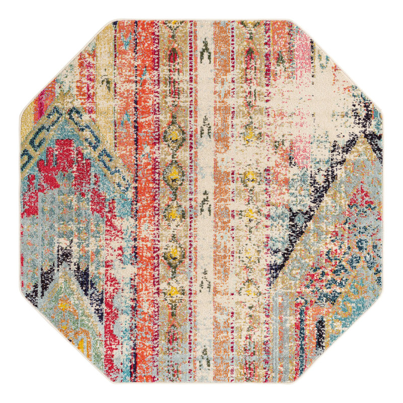 Newburyport Washable Geometric Indoor Rug, Octagon 5' x 5'