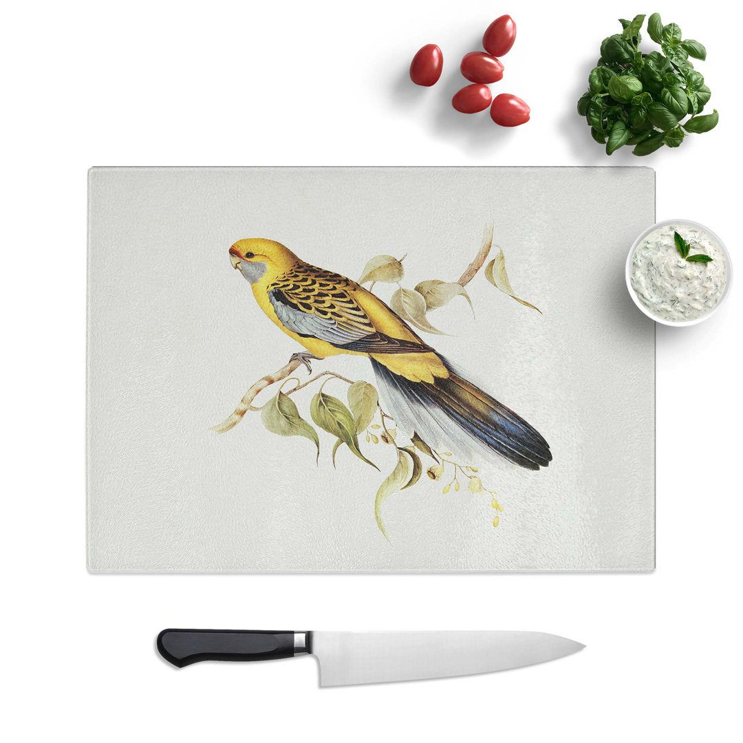 Tempered Glass Yellow-Rumped Parakeets by Elizabeth Gould Chopping Board