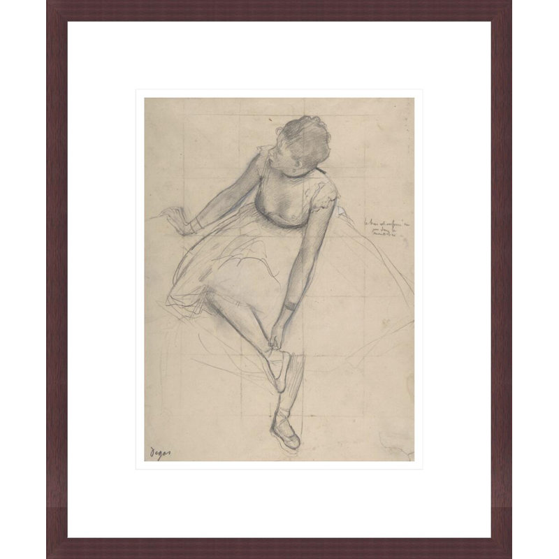 Danseuse ajustant sa pantoufle par Edgar Degas, impression giclée encadrée, H 16,52 po x l 13,75 po