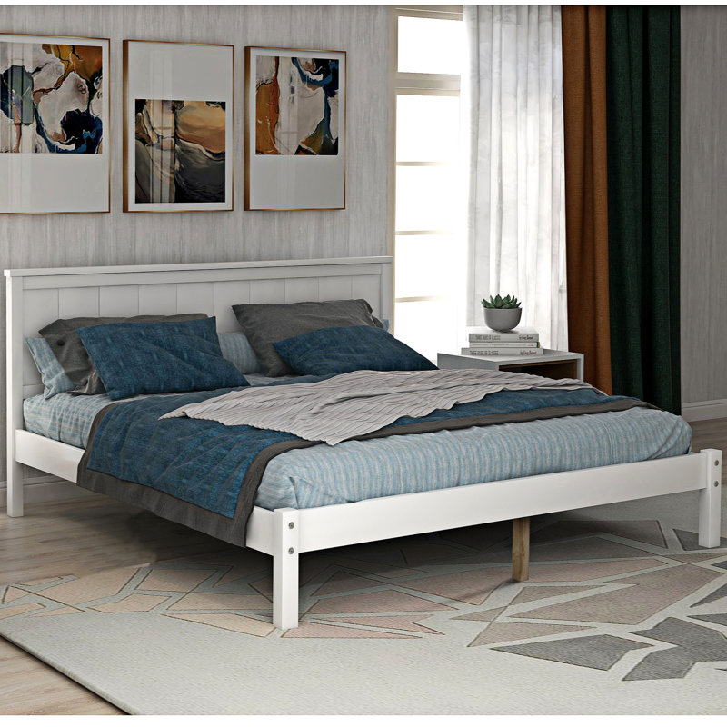 Base de lit plateforme avec tête de lit Beckville, Complète, Chêne