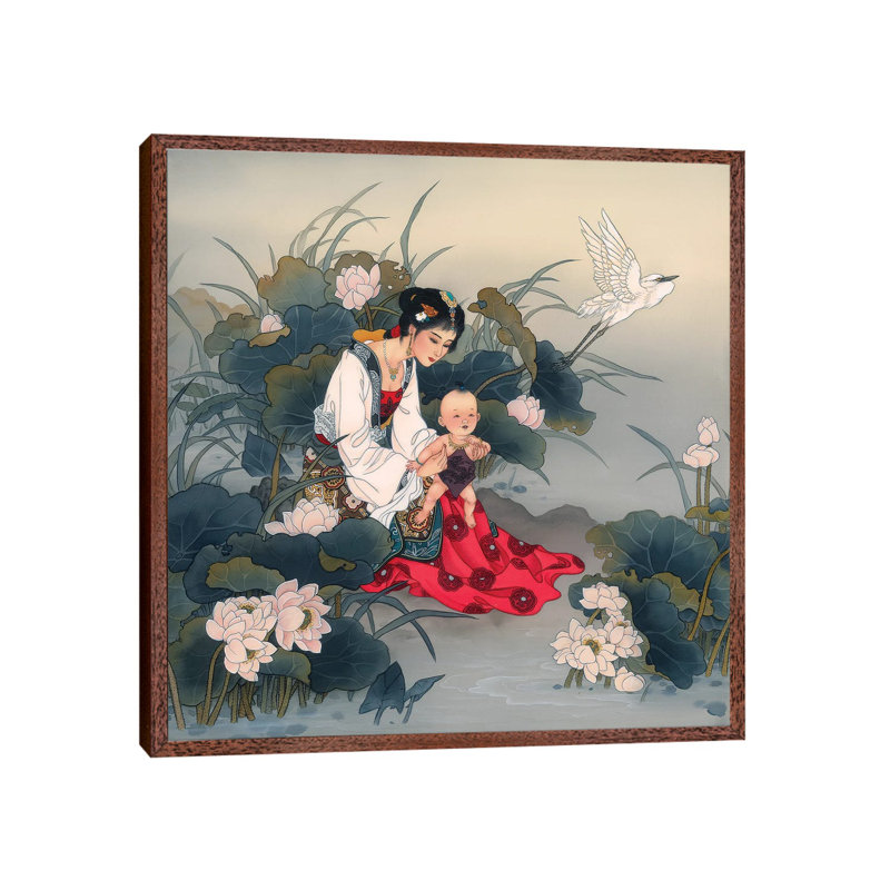 His Fathers Eyes - Painting on Canvas, Classic Brown Wood Framed, 45.72 cm H x 45.72 cm W