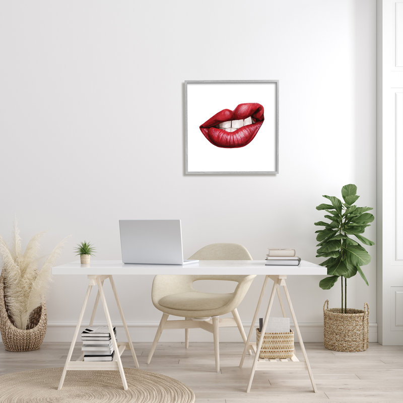Sneering Lips Bold Emotion - rouge à lèvres - dents, H 24 po x l 24 po, Estampe numérique Farmhouse