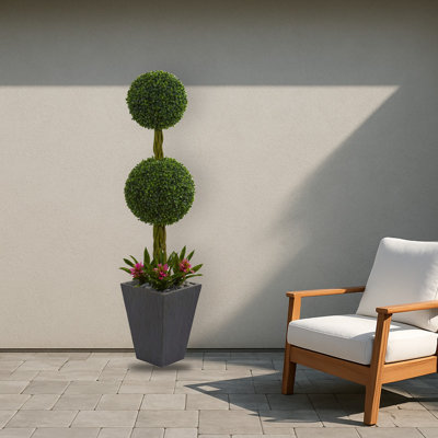 Double Boxwood Ball Topiary Tree in Planter