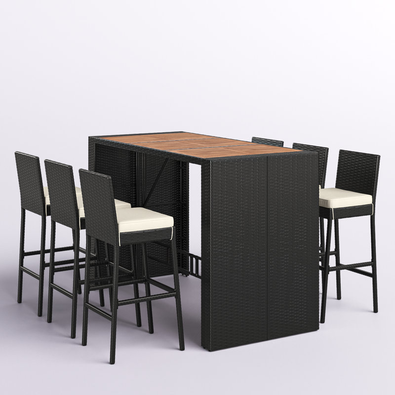 Arayla Rectangular 6 - Person 73" Long Bar Height Dining Set with Cushions