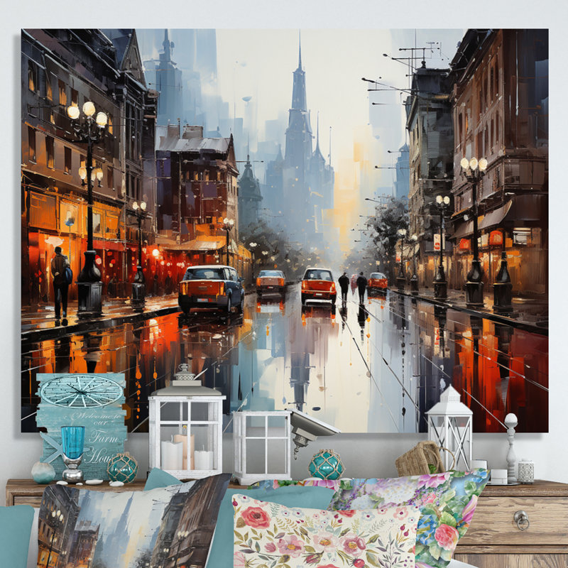 Danemark, paysage urbain symphonie I sur toile, H 16 po x l 32 po x P 1 po, Toile tendue