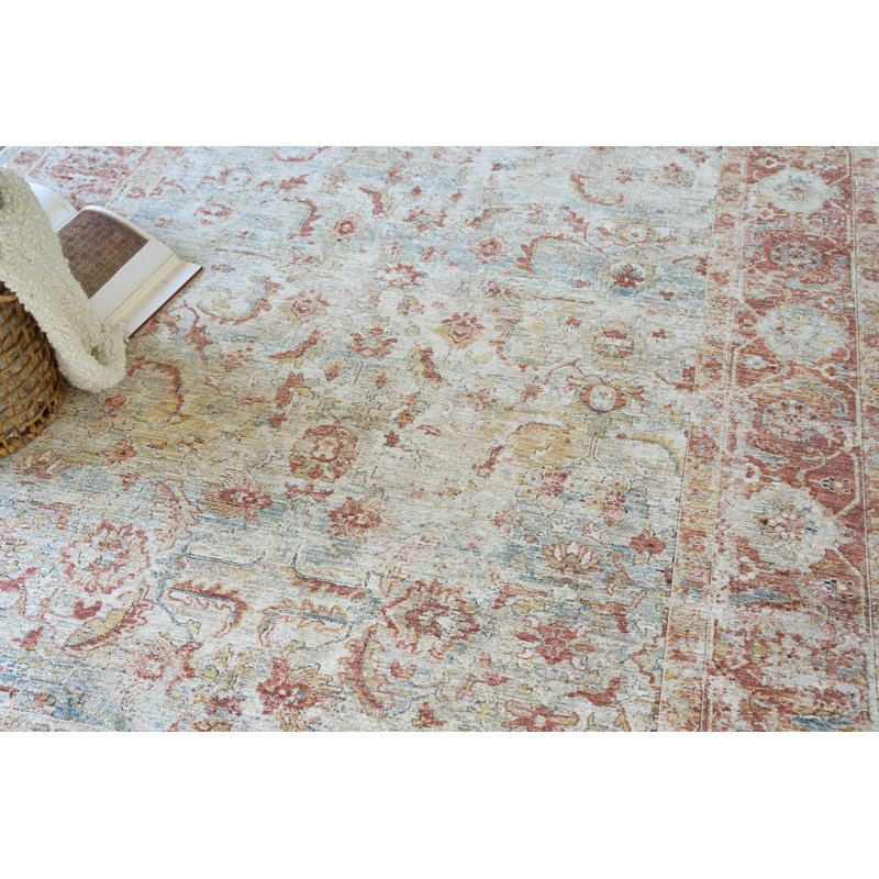 Antique Loom Blue/Rust Polyester powerloom Area Rug, Rectangle 12' x 15'