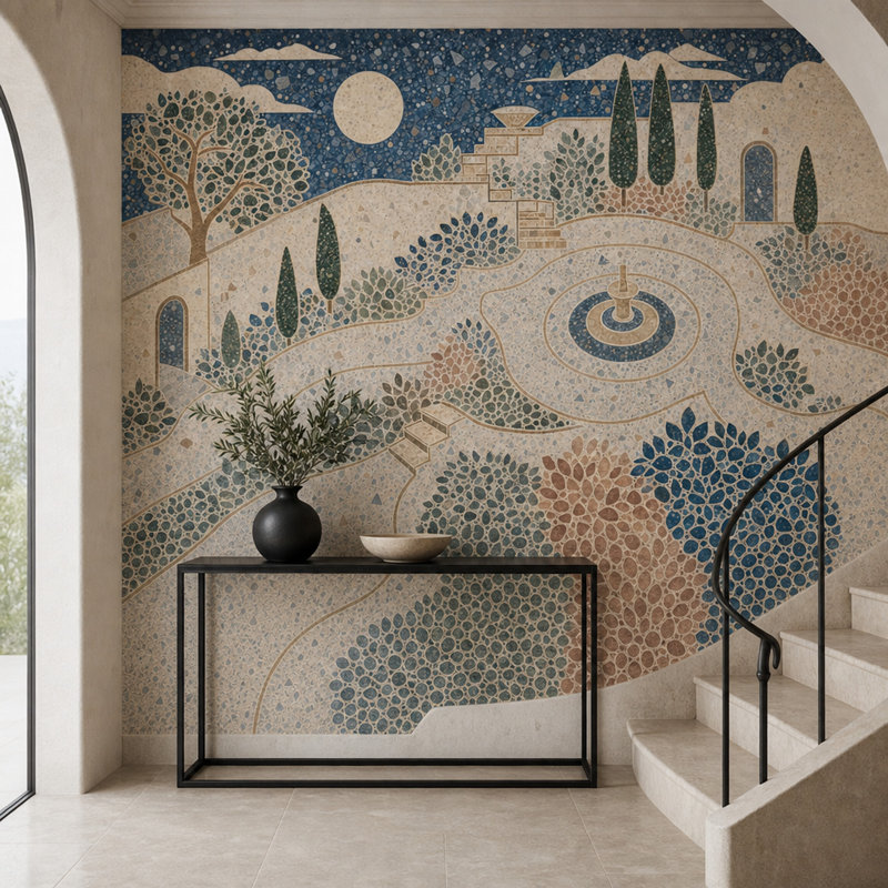 Papier peint texturé Terrazzo, Non tissé, 140 po x 108 po