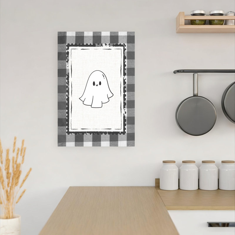 Friendly Ghost Halloween Abstract Contemporary Wall Art Print 1 Piece Wrapped Canvas Wall Art, 45.72cm H x 30.48cm W
