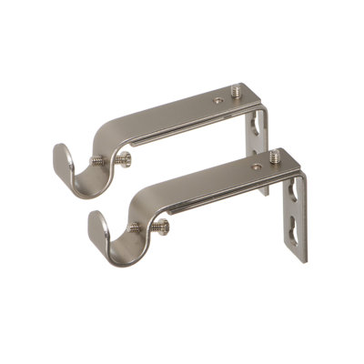  Adjustable Brackets for Curtain Rods - for 1/2 or 5/8 Inch Rods. Set of 2 - Satin Nickel