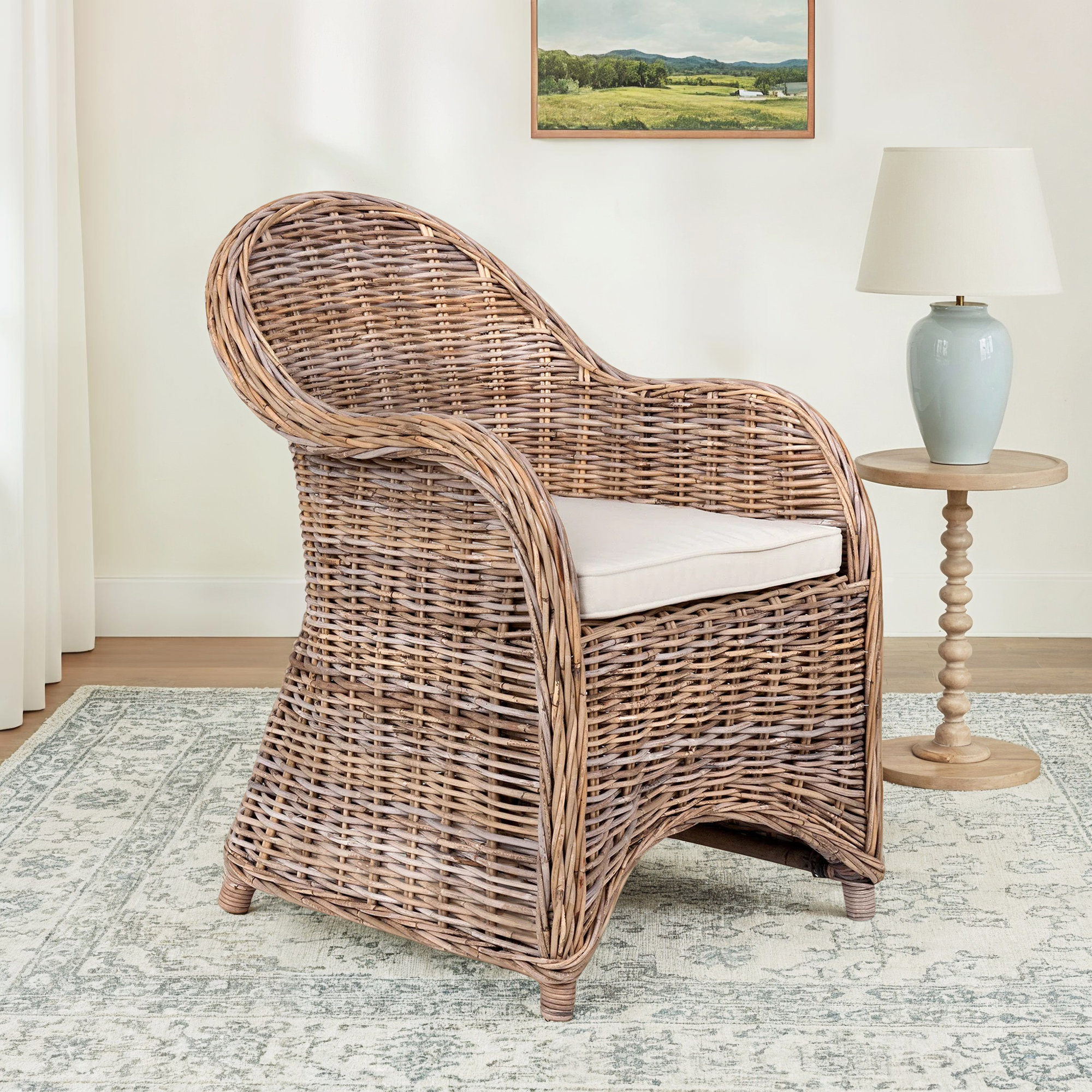 Attina Upholstered Armchair, Light Brown