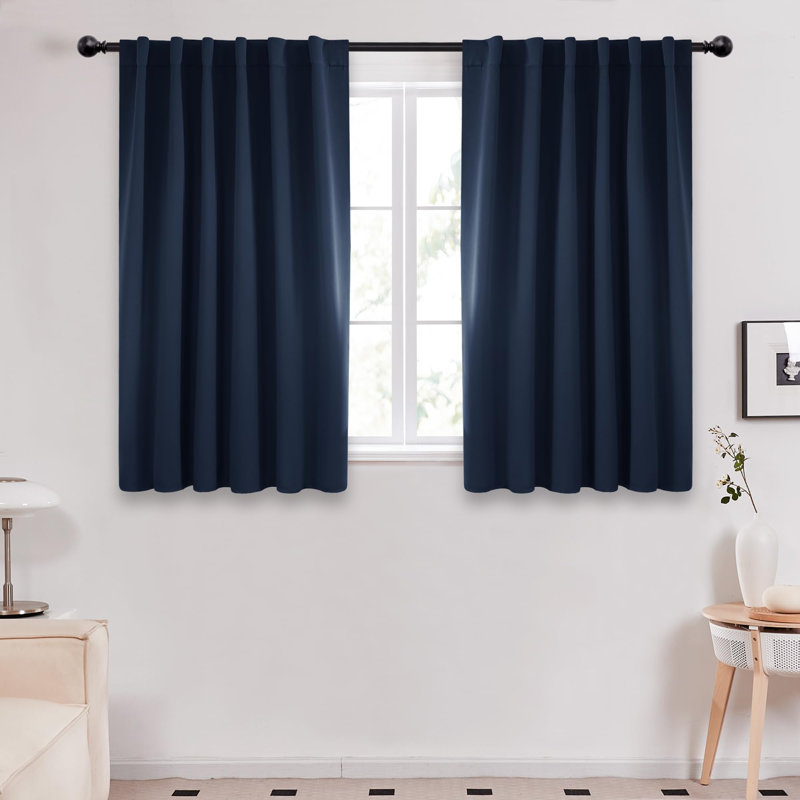 Darlington Room Darkening Curtain Pair, 52" W x 54" L, Navy Blue