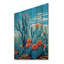 Cerulean Blue Cactus Collage - Art mural en bois de cactus sur bois de pin naturel-840238707