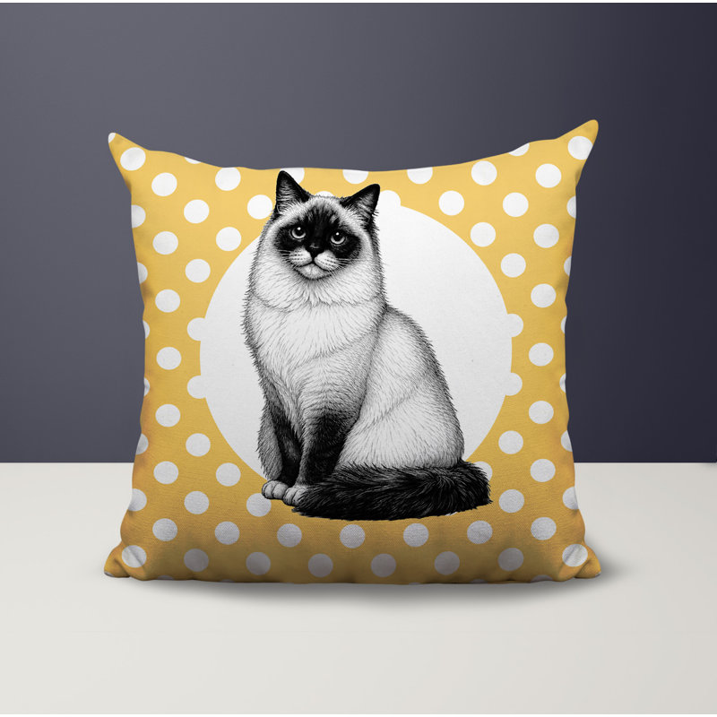 Oreiller réversible intérieur / extérieur Ragdoll Cat, 18x18, Yellow