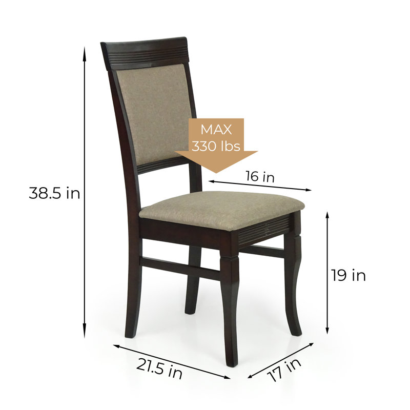 Chaise de salle à manger Charron, Beige foncé, Bois espresso