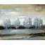 Napperon gris paysage tressé bleu | Trees Home Decor