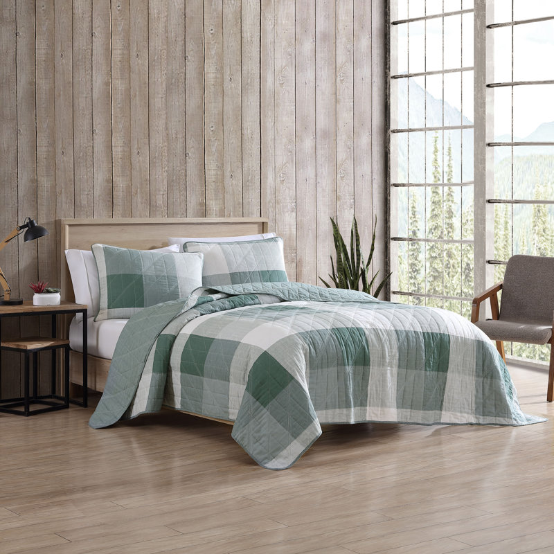 Ensemble de courtepointe Eddie Bauer, Courtepointe très grand + 2 taies décoratives, Vert