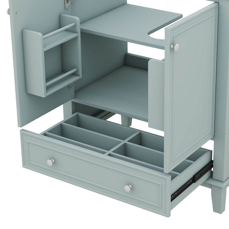 Base de meuble-lavabo polyvalent avec armoire à tiroirs et tiroir multifonctionnels de 30 pouces, Vert