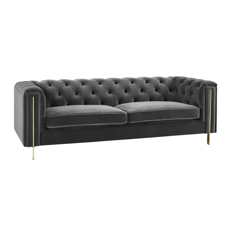 Maximiano 84'' Velvet Sofa, Gray