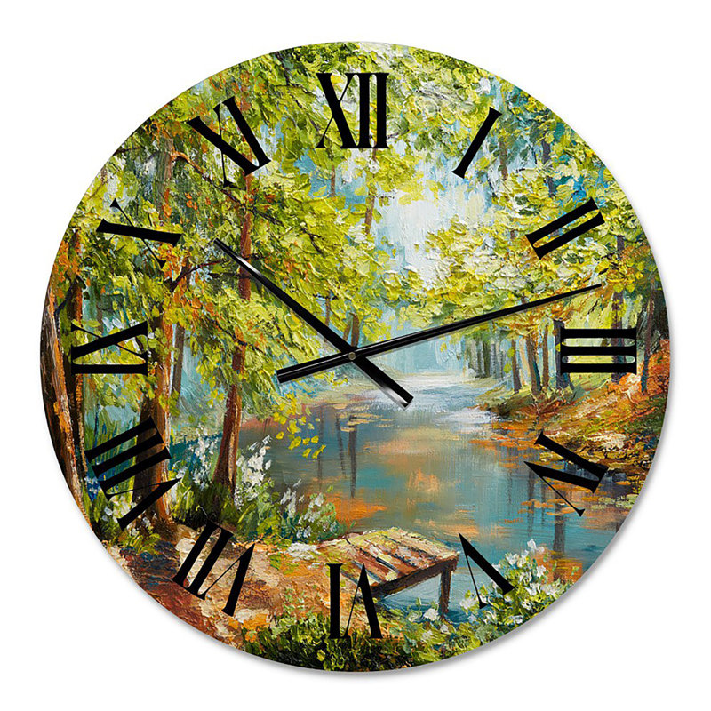 Horloge murale forêt d'automne avec rivière méchante - Lake House, Petit