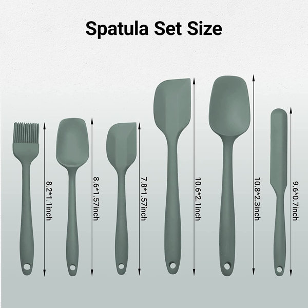 Gourmet Home Sage 5-Piece Silicone & Stainless-Steel Utensils