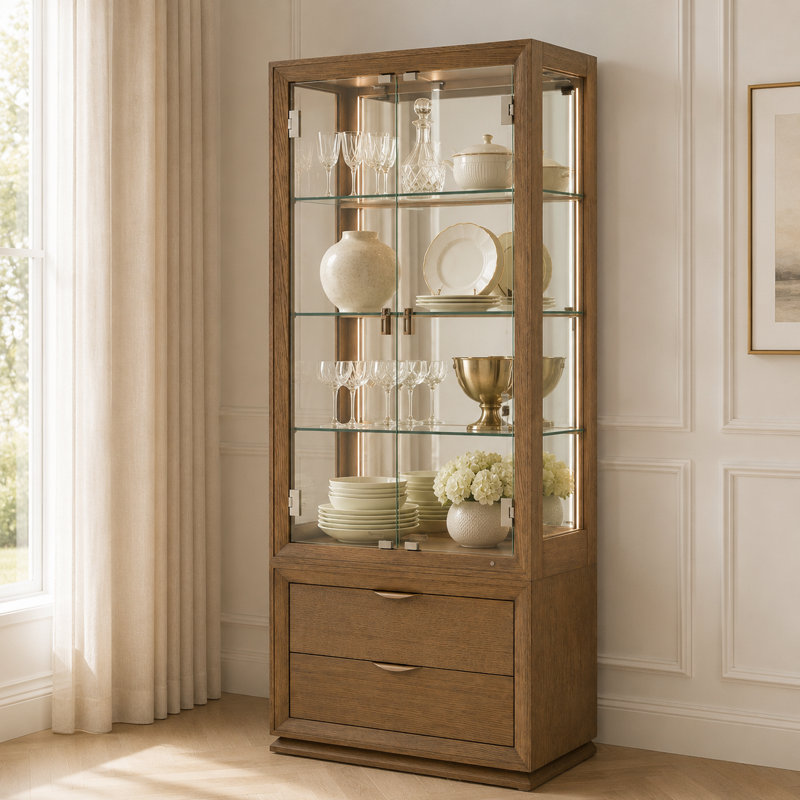 Portrait Display Cabinet - Sienna Brown
