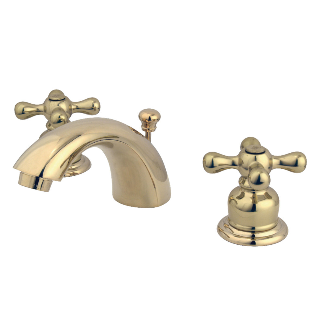 Kingston Brass Victorian Two-Handle 3-Hole Deck Mount Mini-Widespread Bathroom Faucet with Plastic Pop-Up Kingston Brass 