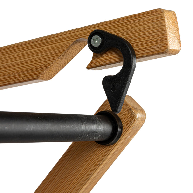 Compact Bamboo and Black Folding Clothes Drying Rack