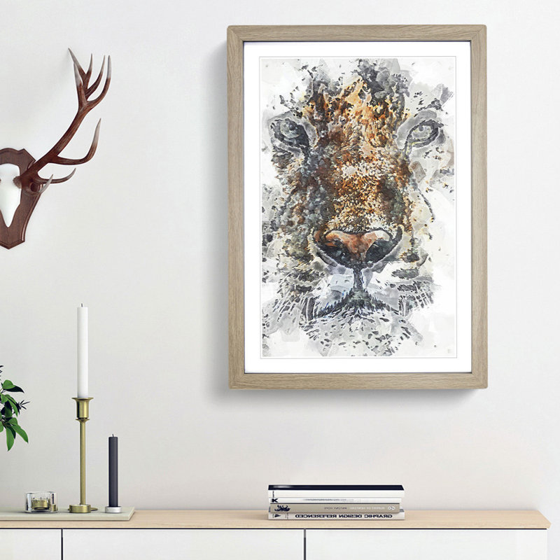 Stare of the Tiger in Abstract - Framed Print, Oak Framed, 65cm H x 48cm W x 2cm D