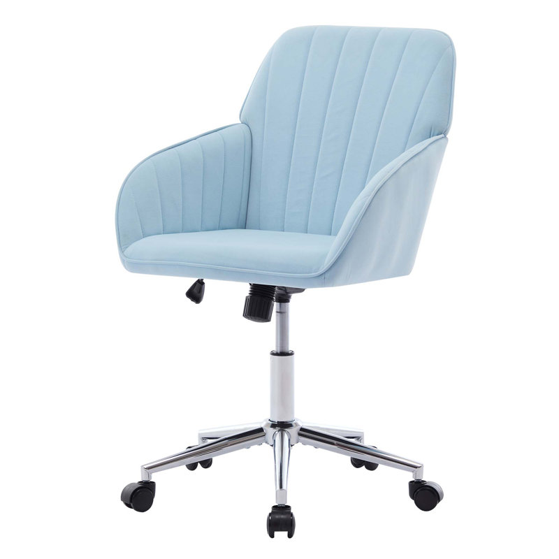 Chaise de bureau ergonomique réglable, Bleu pastel, Argent argent