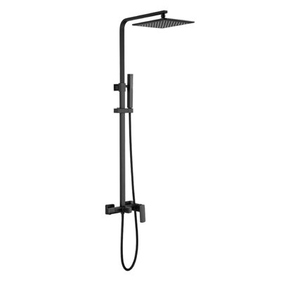 Modern Square Shower System, Rain Shower Head with Handheld Spray and Shower Faucet