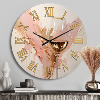 Minimalism Wine Champagne II - Wine & Champagne Golden Face Wall Clock