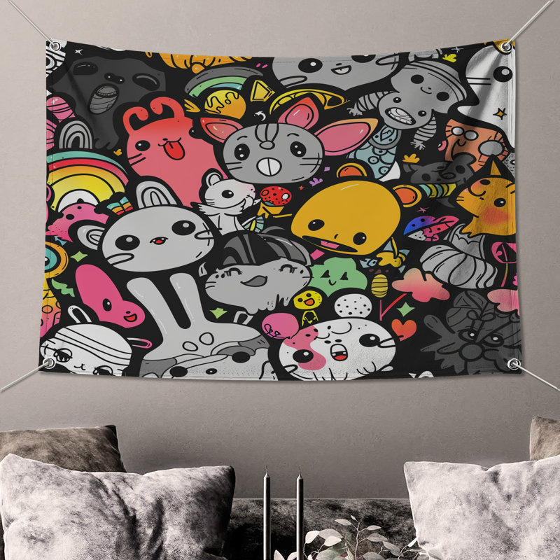 Dessin de tapisserie murale - art mural, H 68 po x l 80 po avec 4 œillets