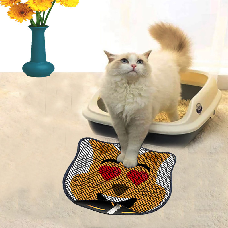 Tapis de litière durable pour chat, 15,7 po x 19,7 po | 50% PVC / 50% polyester, lavable à la machine et passer l'aspirateur | Parfait pour un nettoyage facile, conception antidérapante pour garder votre maison propre et fraîche, idéal pour les propriétaires d'animaux de compagnie