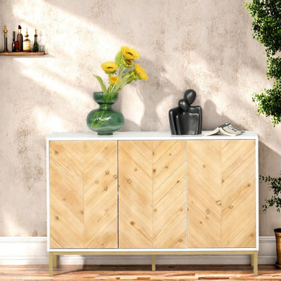 Compact Sideboards & Buffets with Storage, MDF Wood Rustic Dining Cabinet