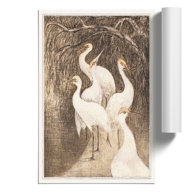 Six Cranes by Theo Van Hoytema - No Frame Painting, 30cm H x 21cm W x 0.1cm D