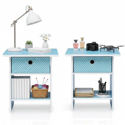 Table de bout avec 2 tiroirs et table de bout bleu clair