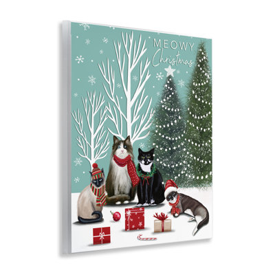 Plaque murale festive de chats d'hiver, design par Elizabeth Tyndall