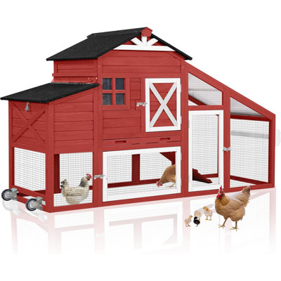 Cage à volaille en bois extensible avec grand nichoir et cage à poulets